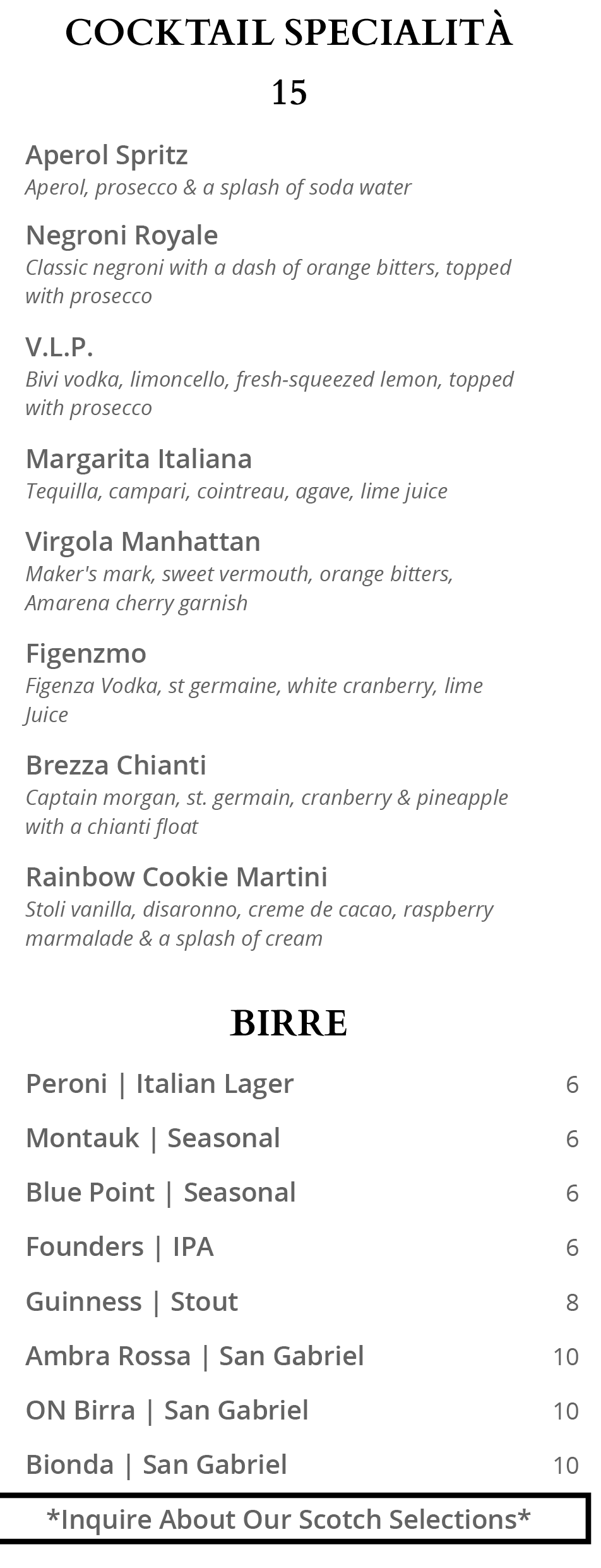 Menus Virgola Wine Bar Patchogue Virgola Wine Bar Patchogue